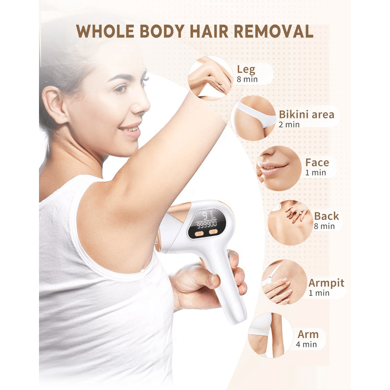 IPL Laser Hair Removal Device  999900 Flashes 9 Energy Levels For Face Underarms Bikini  Body 3