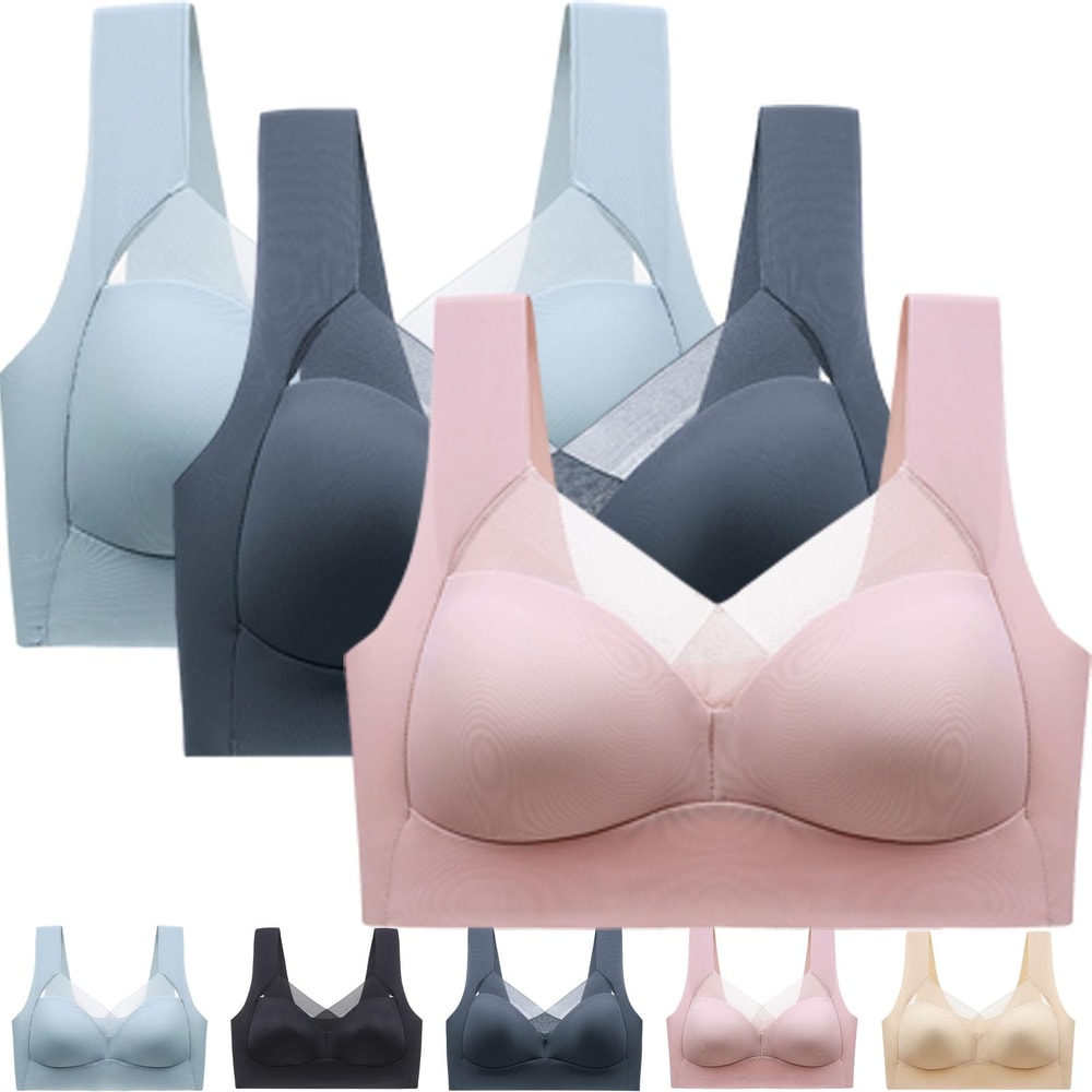 3Pack Ice Silk Seamless Sports Bras WireFree Comfort With AntiSag Support 4