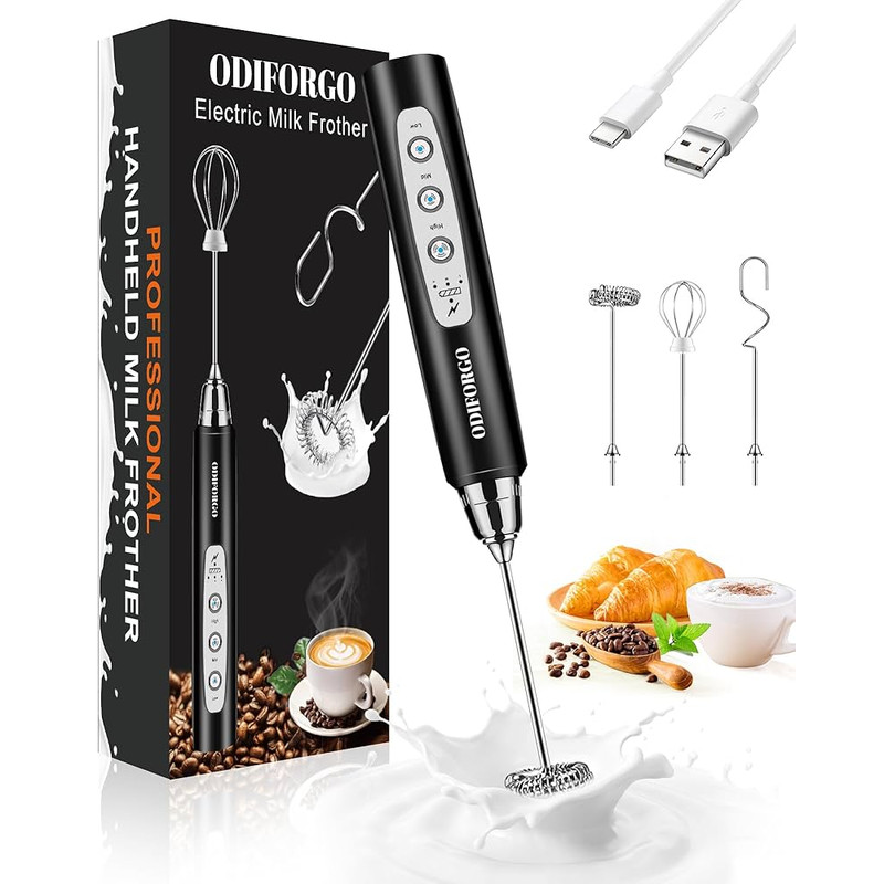 Upgraded 3in1 USB Rechargeable Coffee Frother Egg Beater Mini Blender 3