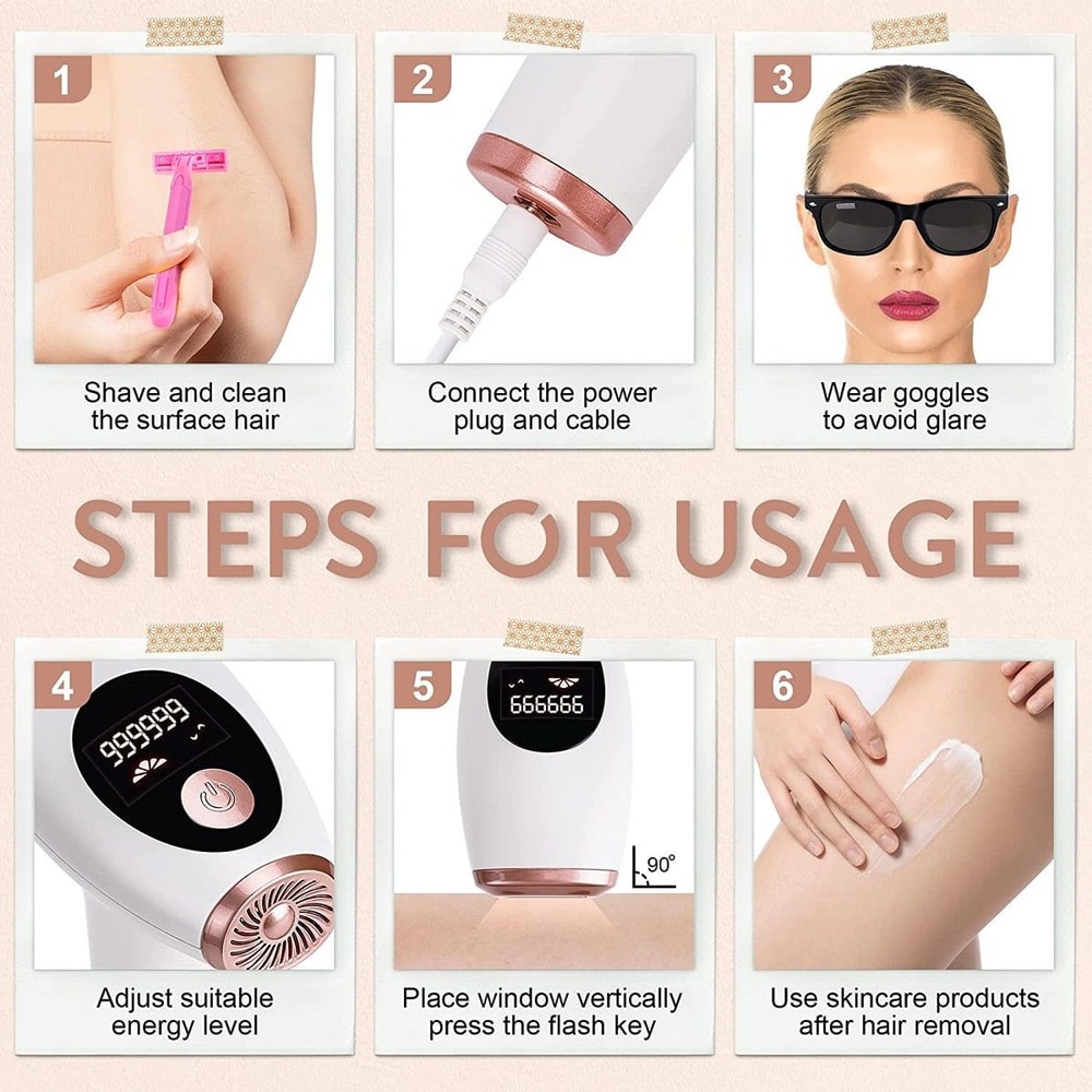 SleekGlide IPL Hair Removal Device With IceCooling Technology Unlimited Flashes 9 Intensity Level 3
