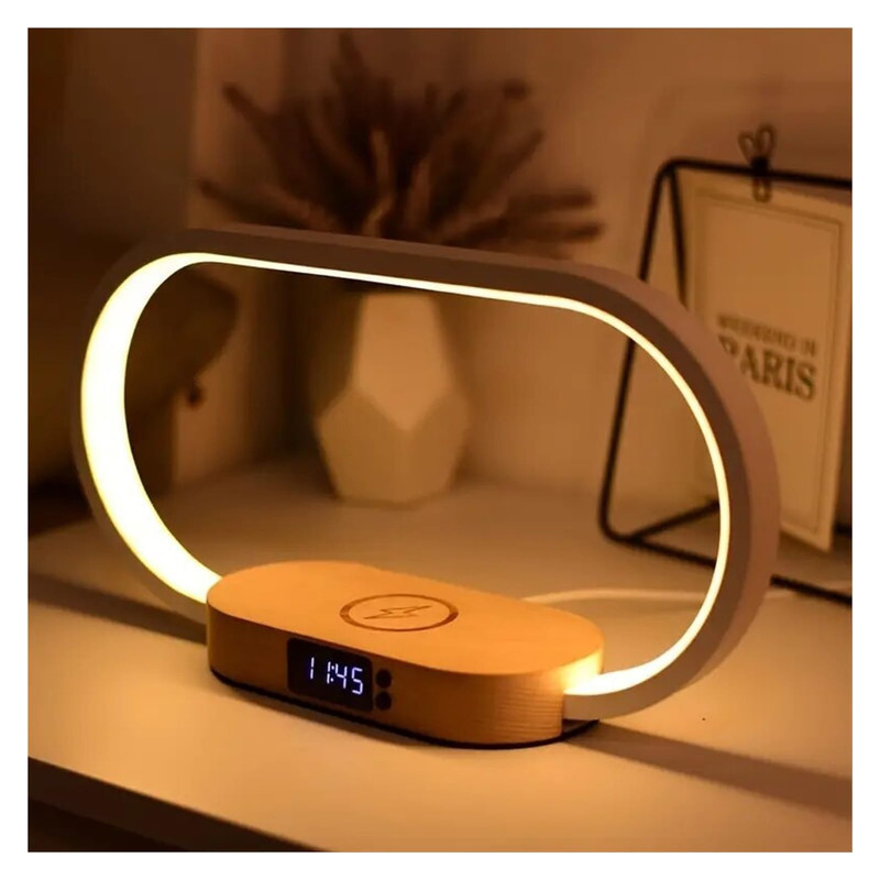 GlowCharge 6in1 Wireless Charging Station With LED Desk Lamp Alarm Clock 1