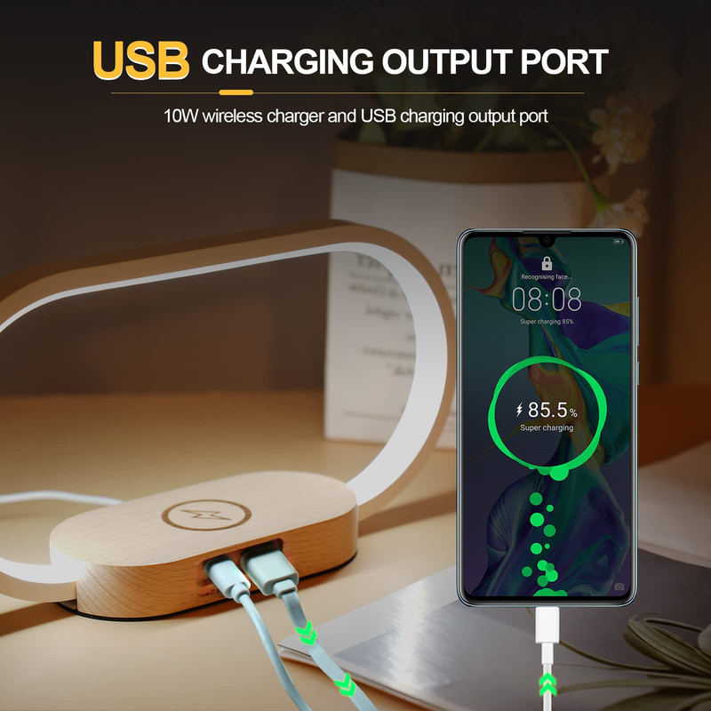 GlowCharge 6in1 Wireless Charging Station With LED Desk Lamp Alarm Clock 2