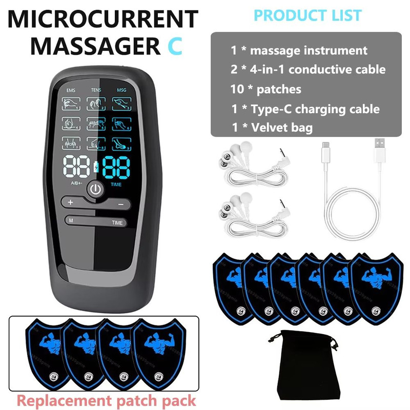 Rechargeable EMS Muscle Stimulator For Pain Relief  Body Toning  TENS Therapy Massager With Digital