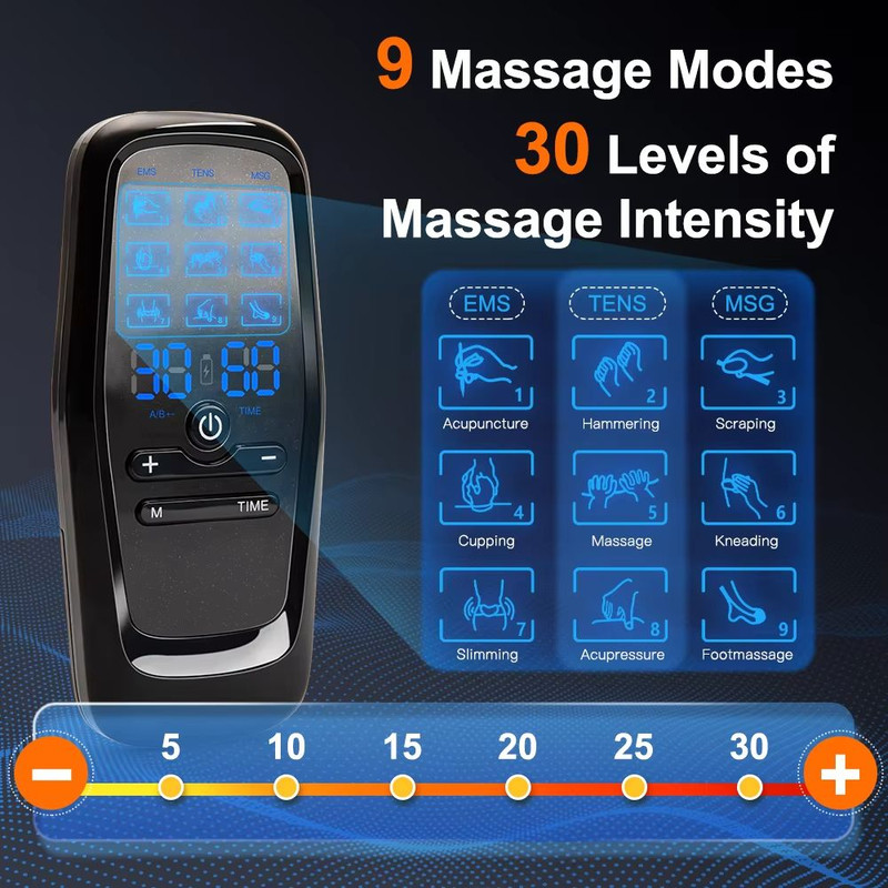 Rechargeable EMS Muscle Stimulator For Pain Relief  Body Toning  TENS Therapy Massager With Digital