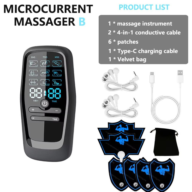 Rechargeable EMS Muscle Stimulator For Pain Relief  Body Toning  TENS Therapy Massager With Digital