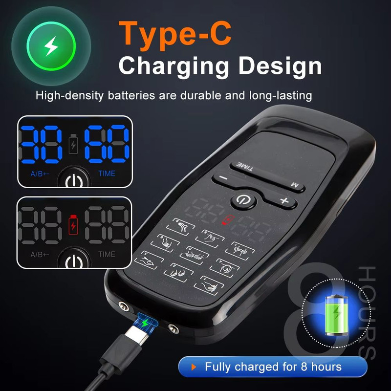 Rechargeable EMS Muscle Stimulator For Pain Relief  Body Toning  TENS Therapy Massager With Digital