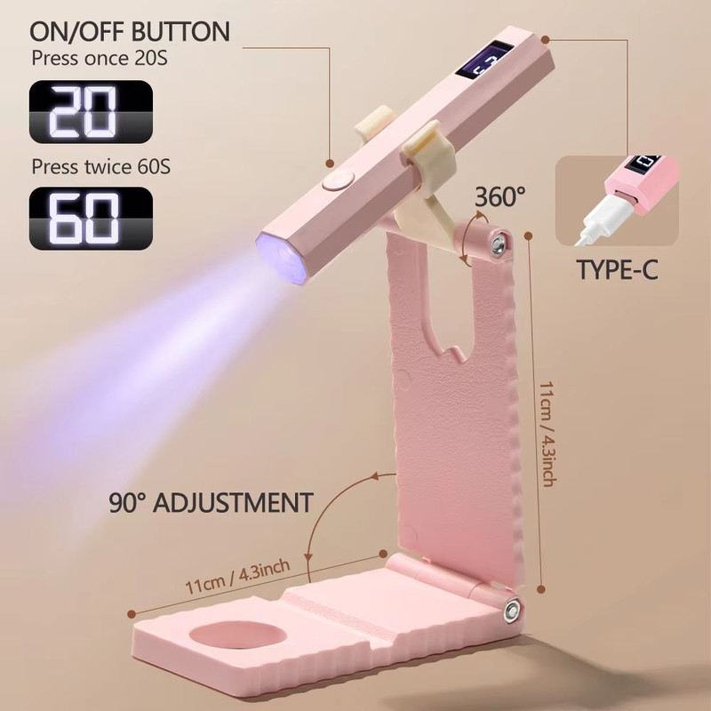 LULAA Cordless Rechargeable UV Nail Lamp With LCD Display Fast Curing Portable Nail Dryer With Stan