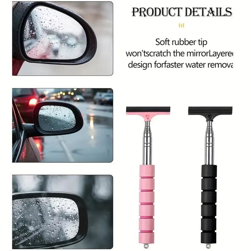 Stainless Steel Extendable Car Rearview Mirror Wiper For Auto Glass And Window Cleaning 2