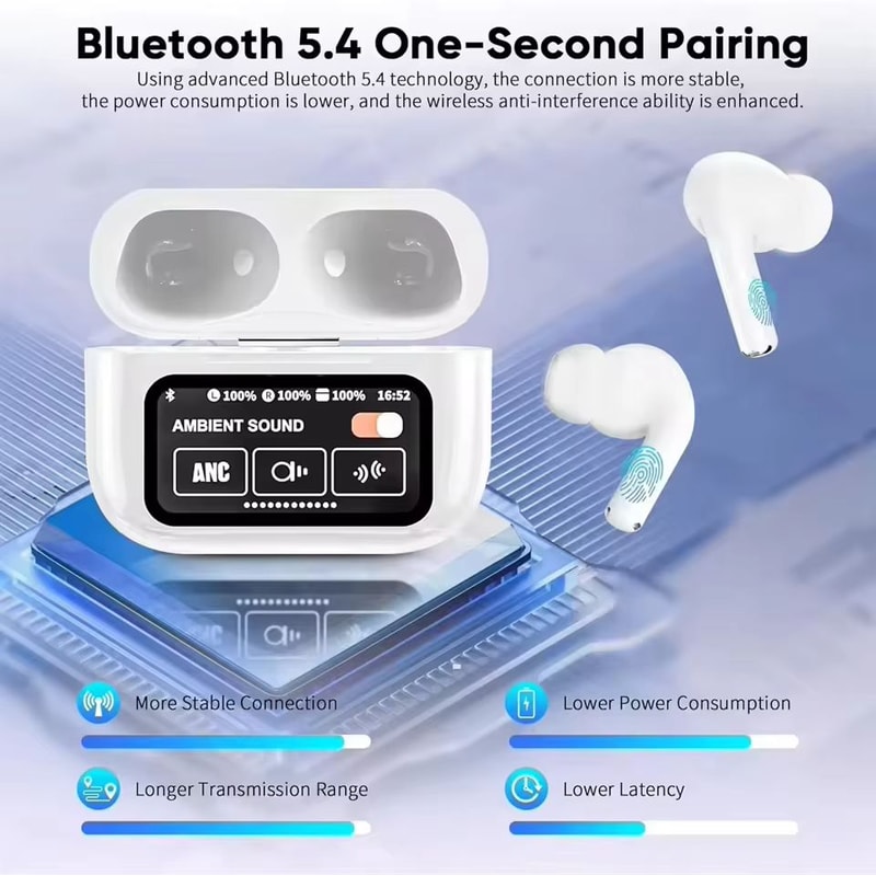 A9Pro Bluetooth Headset With LCD Display Wireless Noise Cancelling Earbuds With Long Battery Life 4