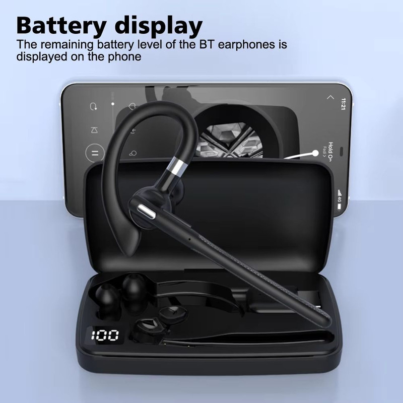 Bluetooth 54 Wireless EarHook Headset With Dual Mic  CVC80 Noise Cancelling For HandsFree Driving 3