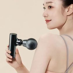 mini lcd muscle massager gun - portable 6 head deep tissue fascia gun for neck, back, and body