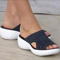 womens plus size wedge sandals - comfortable summer slides and party footwear