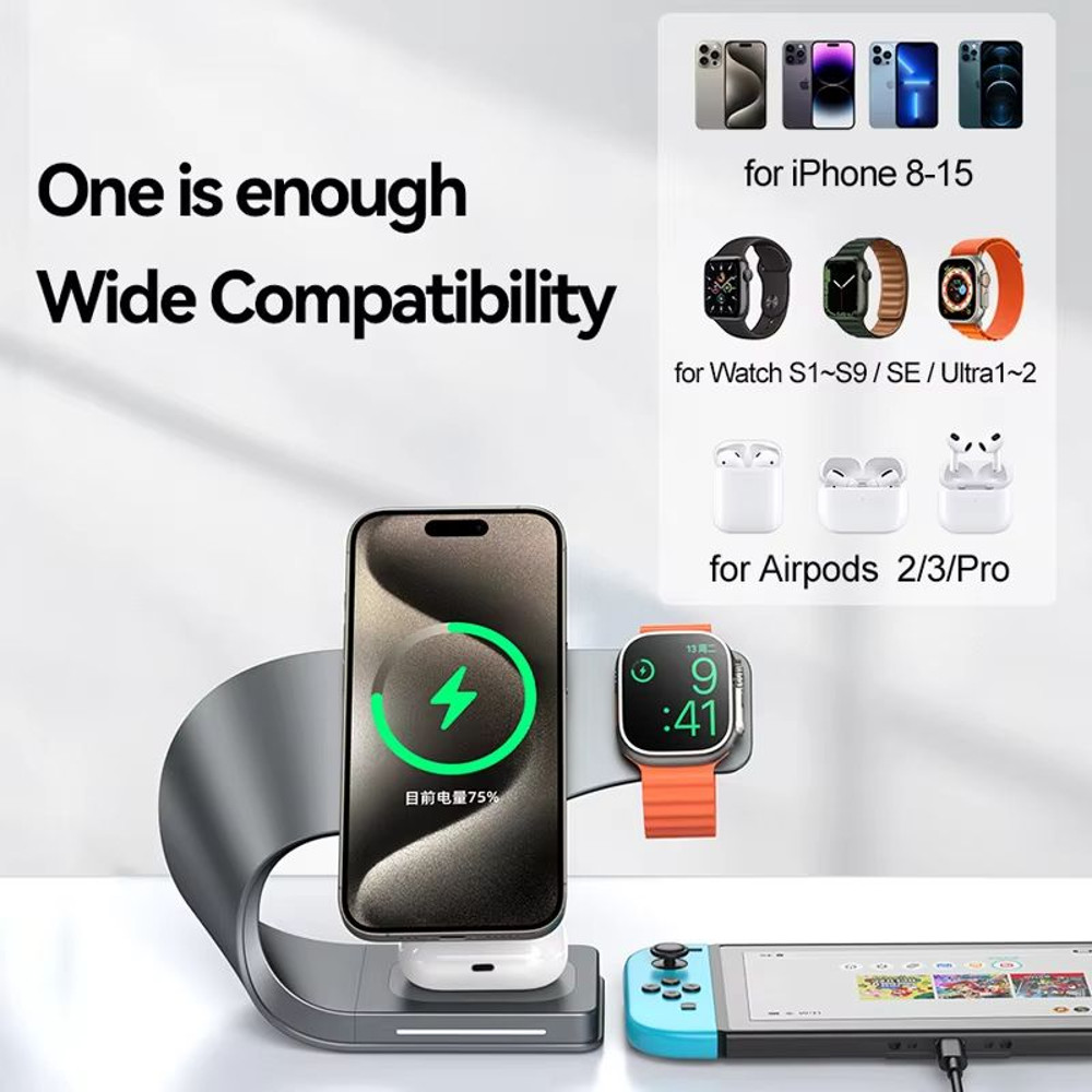 Premium 4 In 1 Magnetic Charging Station For IPhone AirPods Apple Watch 1