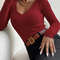 Y2K Rib Knit VNeck Pullover Long Sleeve Autumn Winter Sweater For Women 13