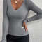 Y2K Rib Knit VNeck Pullover Long Sleeve Autumn Winter Sweater For Women 14