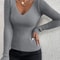 Y2K Rib Knit VNeck Pullover Long Sleeve Autumn Winter Sweater For Women 14