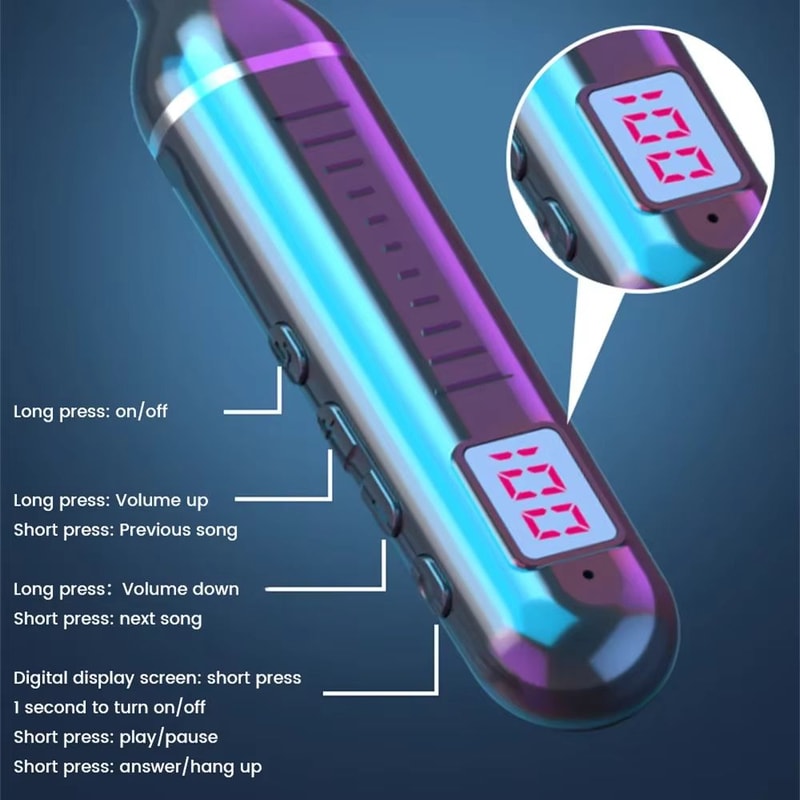 Wireless Neckband Earphones 53 Waterproof Magnetic Sports Headset With LED Display Stereo Sound 0