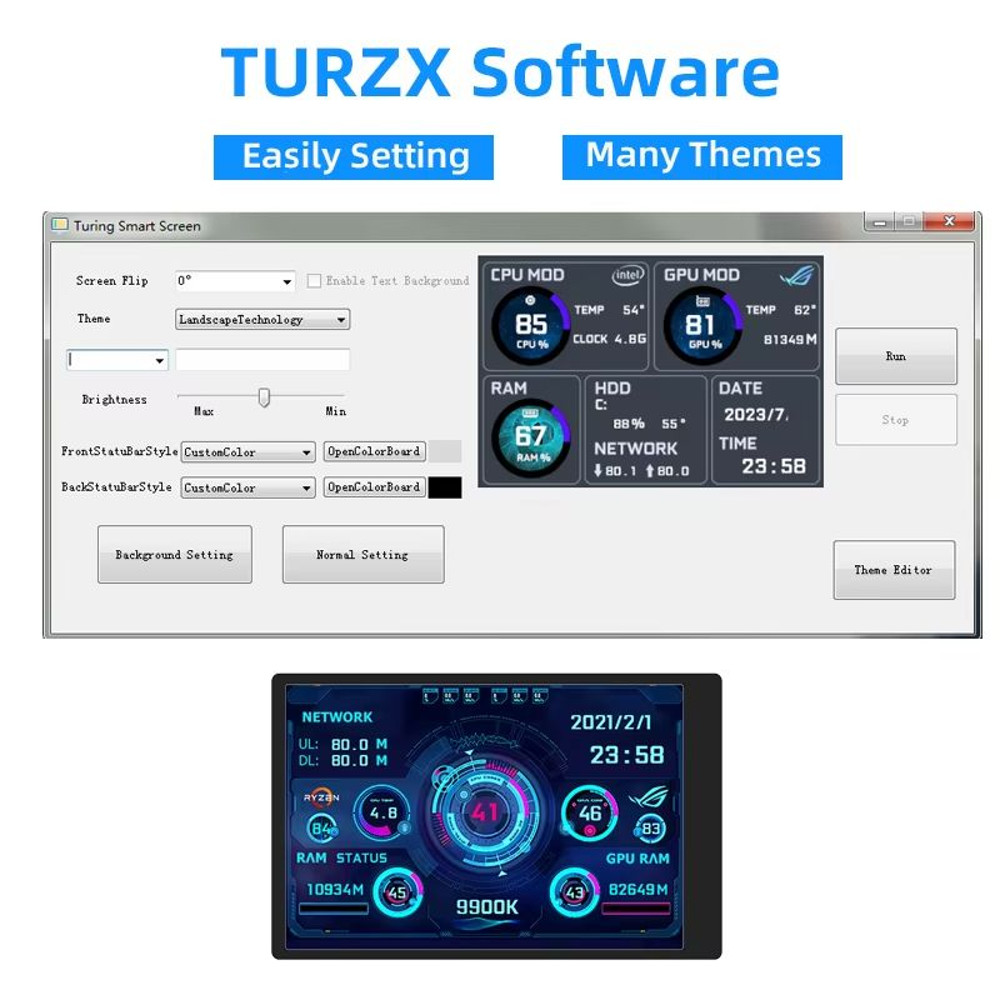 35 TypeC IPS USB Secondary Display  RealTime PC Monitor For CPU GPU RAM And HDD Usage 5