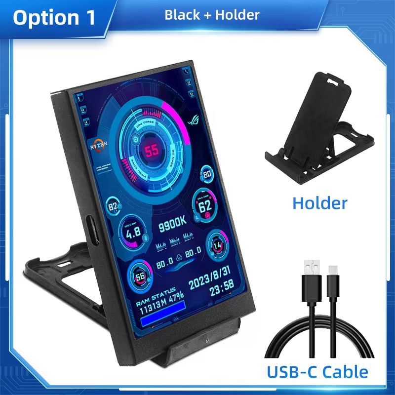35 TypeC IPS USB Secondary Display  RealTime PC Monitor For CPU GPU RAM And HDD Usage 6