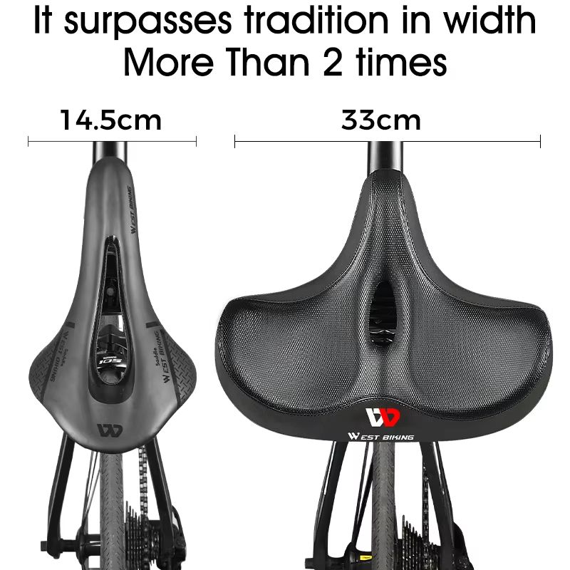 WEST BIKING Ergonomic Bike Seat Soft Wide Cushion Saddle For MTB And Road Cycling 4