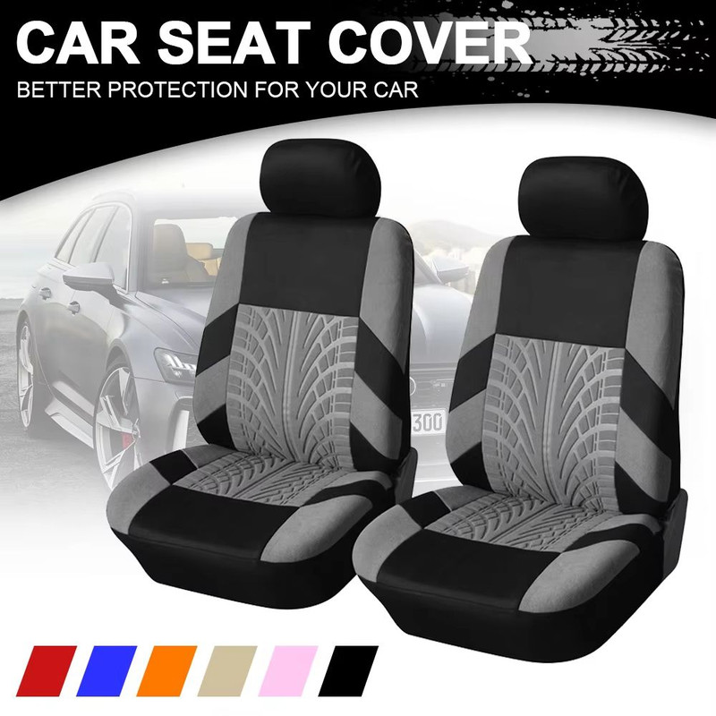 Universal Front Car Seat Covers Comfortable Tire Track Embossed Fabric For Stylish Auto Interior P 0
