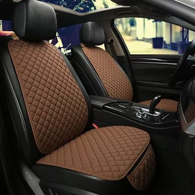 Breathable Linen Car Seat Cover Set – Summer Cushion for Front & Rear Seats (Sedan, SUV, Pickup)