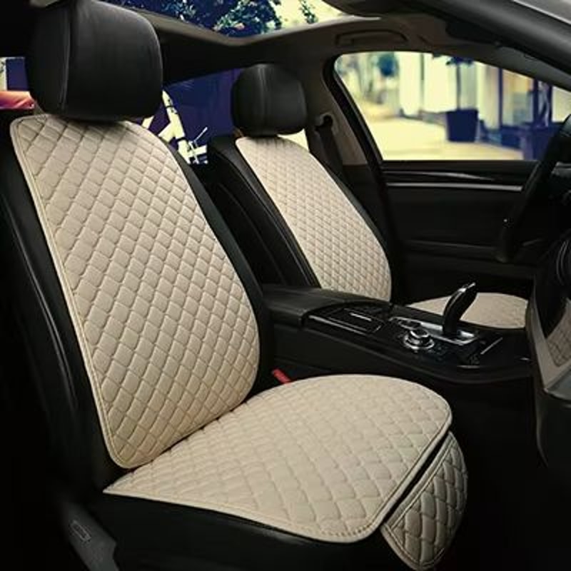 Breathable Linen Car Seat Cover Set – Summer Cushion for Front & Rear Seats (Sedan, SUV, Pickup)