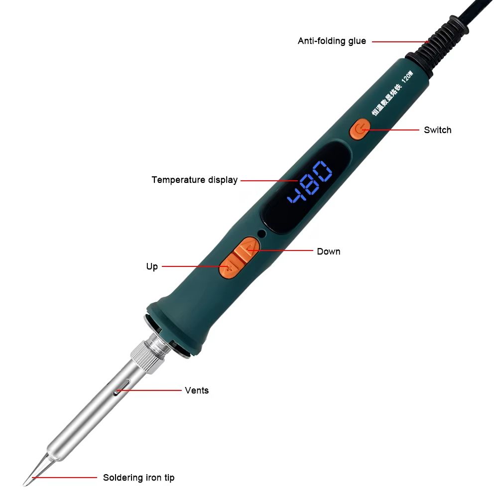 HighPrecision 120W Digital Soldering Iron Kit With Adjustable Temperature Fast HeatUp 11