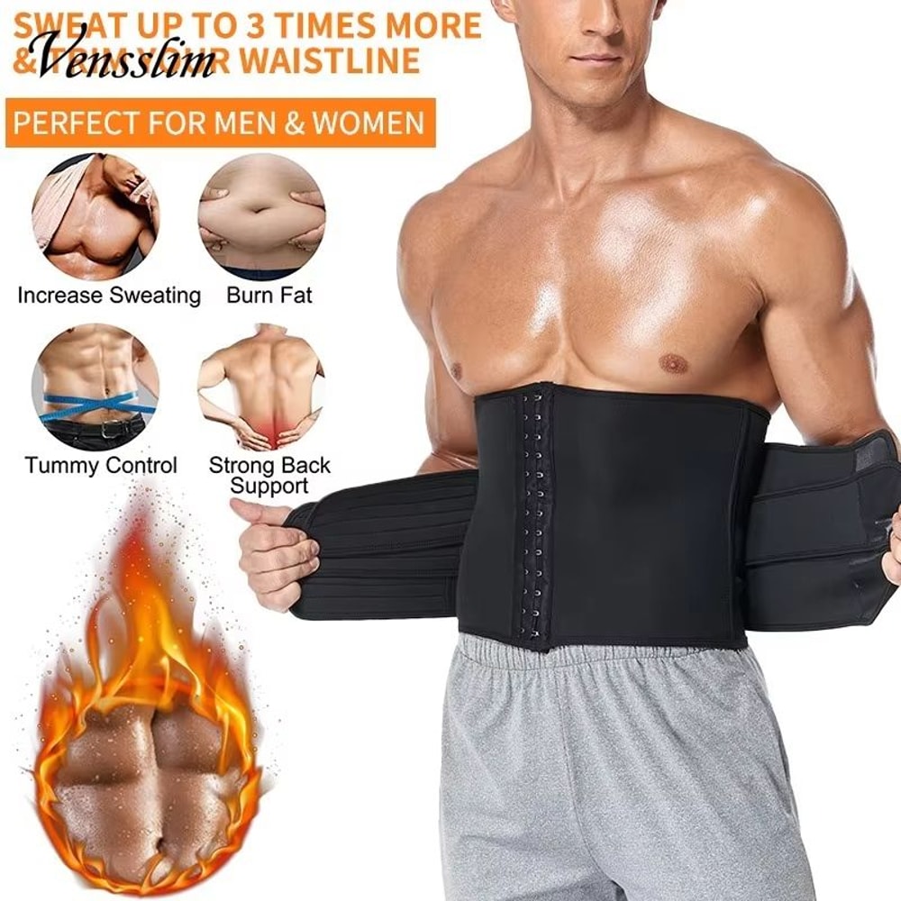Mens Neoprene Waist Trainer Sweat Slimming Belt Abdomen Compression Shaper 2