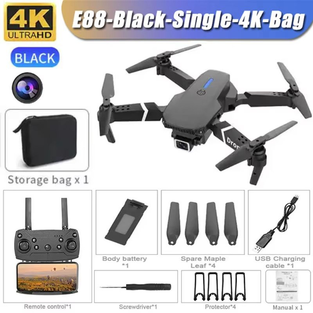 E99 Pro Drone With 6K Camera Foldable Quadcopter Remote Control UAV 12