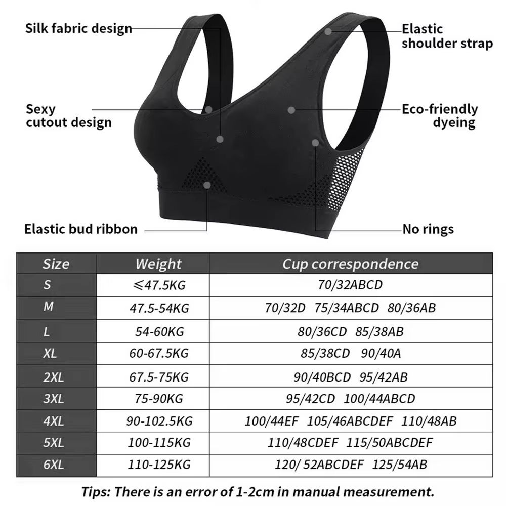 Seamless Mesh PlusSize Wireless Sports Bra 6XL Breathable Shockproof Crop Top 1