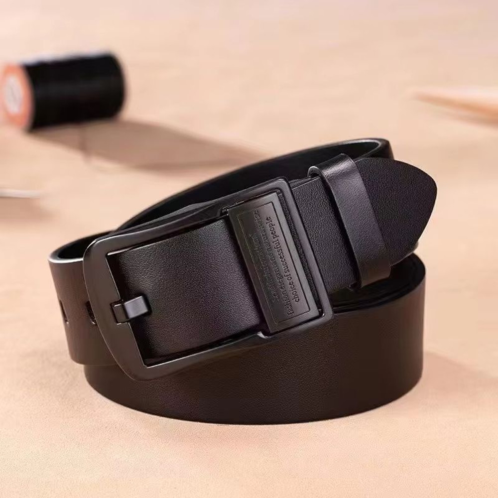 Mens Genuine Leather Belt With Alloy Pin Buckle  Business And Casual Style 4