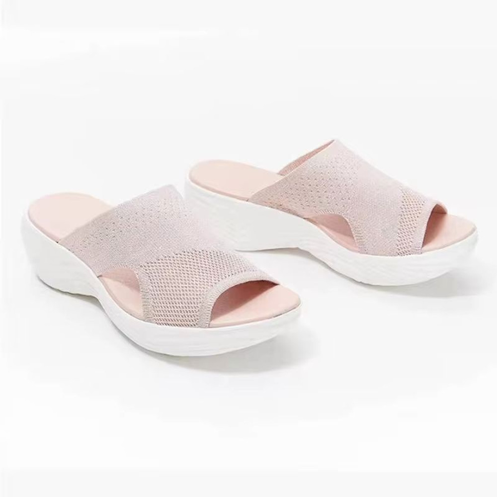 Women Lightweight Slip On Sandals With Low Heels Elastic Summer Shoes For Casual Comfort 8
