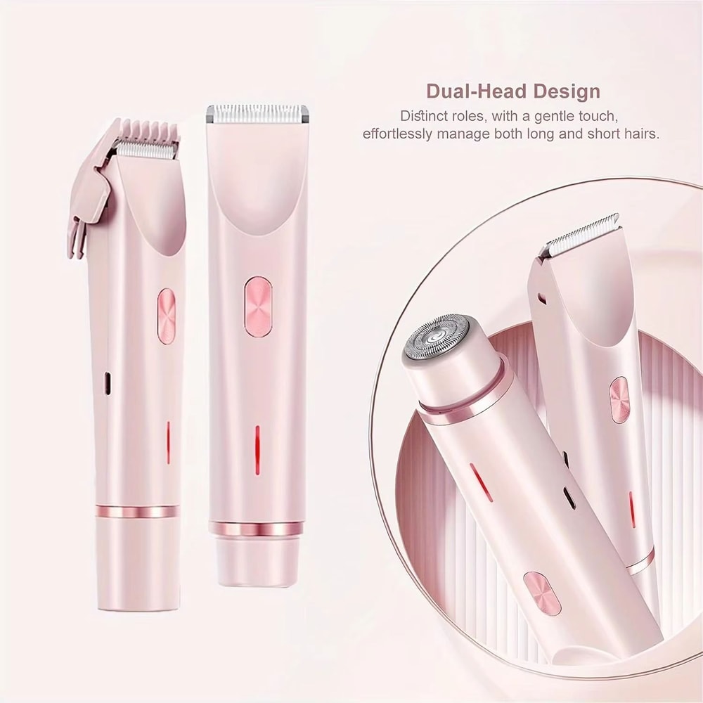 2 In 1 Women Electric Shaver And Trimmer Dual Head Rechargeable Hair Clipper For Smooth Grooming 5