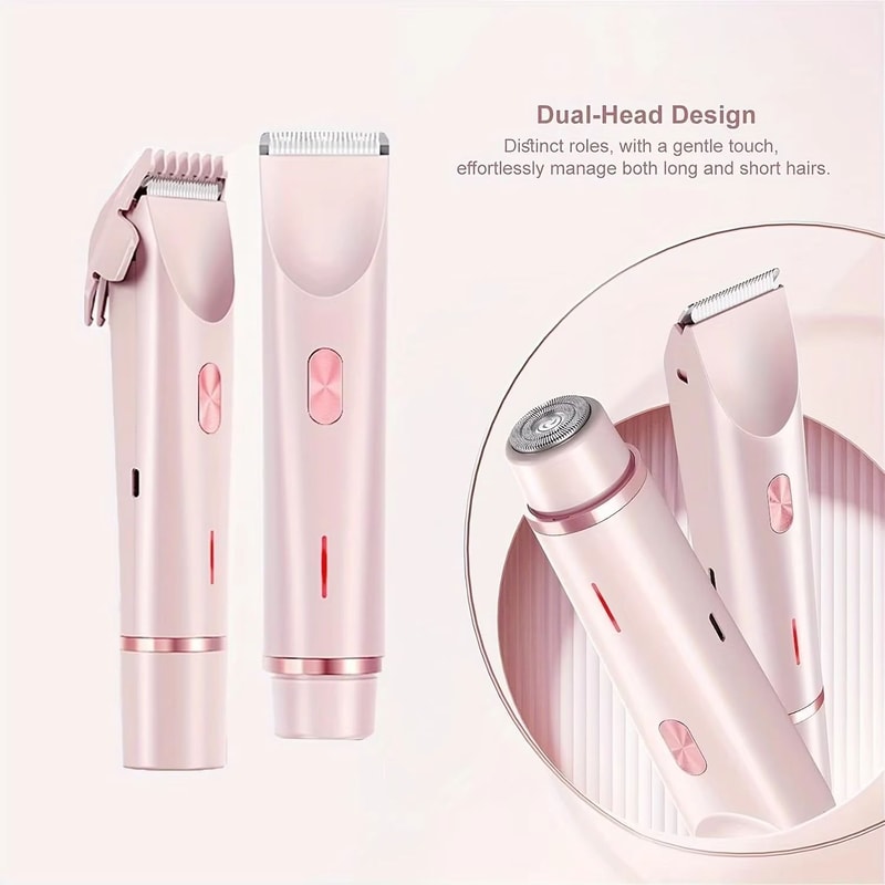 2 In 1 Women Electric Shaver And Trimmer Dual Head Rechargeable Hair Clipper For Smooth Grooming 5