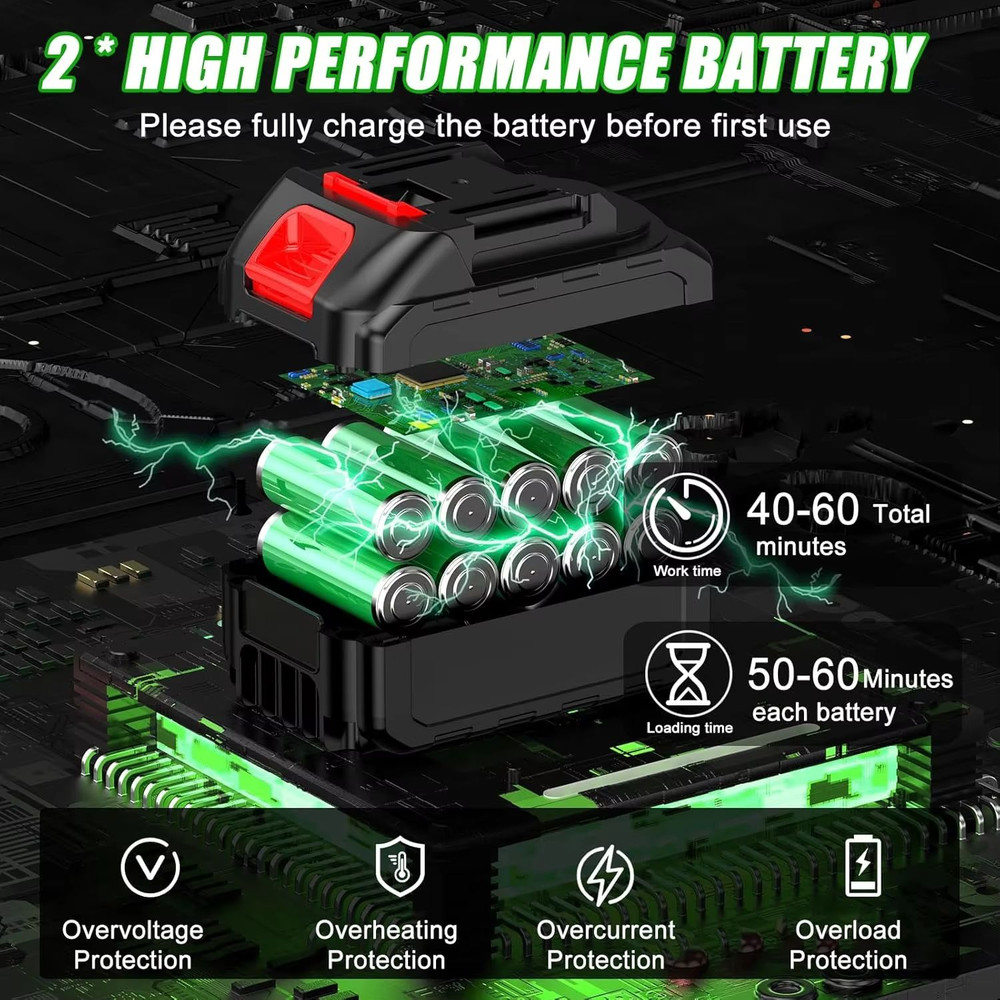 Premium 3in1 Cordless Lawn Trimmer And Weed Wacker With Dual Batteries  Grass Edger And Brush Cutte 6