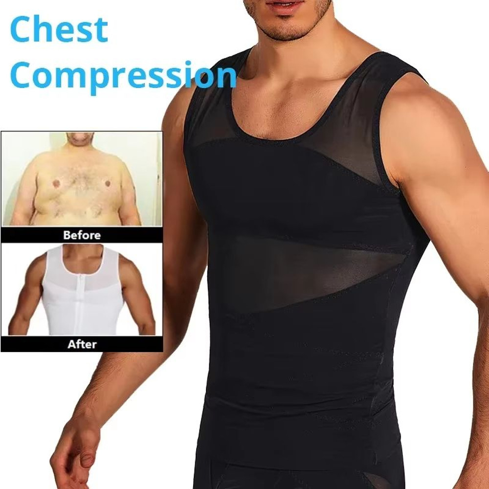 SlimFit Mens Compression Tank Breathable Tummy Control Body Shaper 1