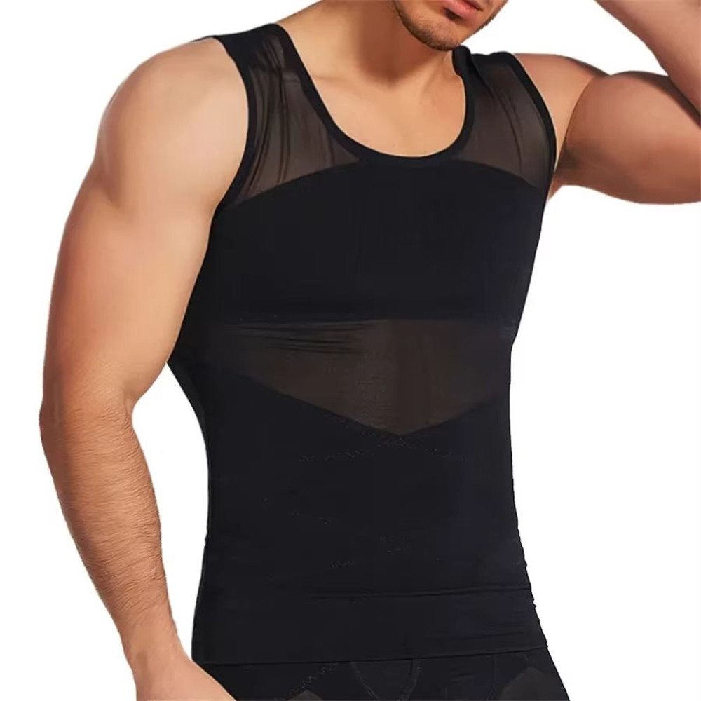 SlimFit Mens Compression Tank Breathable Tummy Control Body Shaper 3