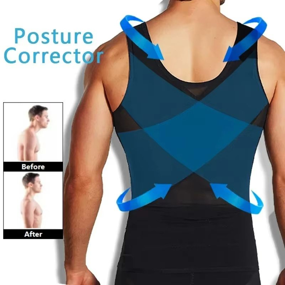 SlimFit Mens Compression Tank Breathable Tummy Control Body Shaper 4