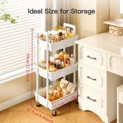 3-tier rolling utility cart for kitchen, bathroom & craft – mobile storage organizer with reinforced handles