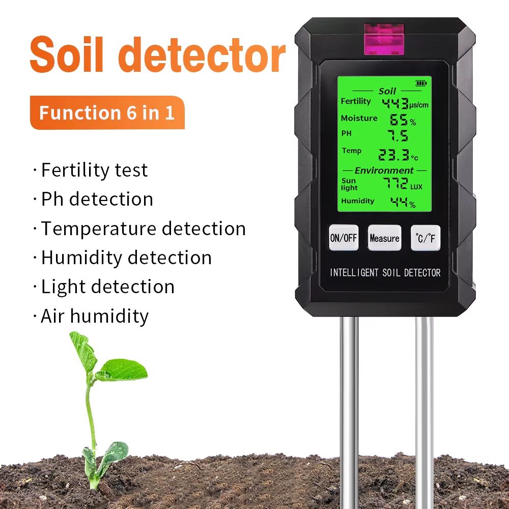 6 In 1 Digital Soil Tester Multifunctional Soil PH Detector Moisture Fertility PH Temperature Humid 4