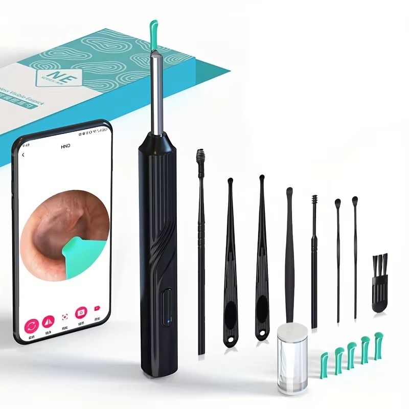 Smart HD Ear Wax Remover With Camera  1080P Otoscope  LED Ear Cleaner Set 6