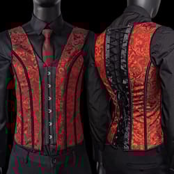 elegant renaissance mens waist cincher steel-boned medieval corset vest for stomach control