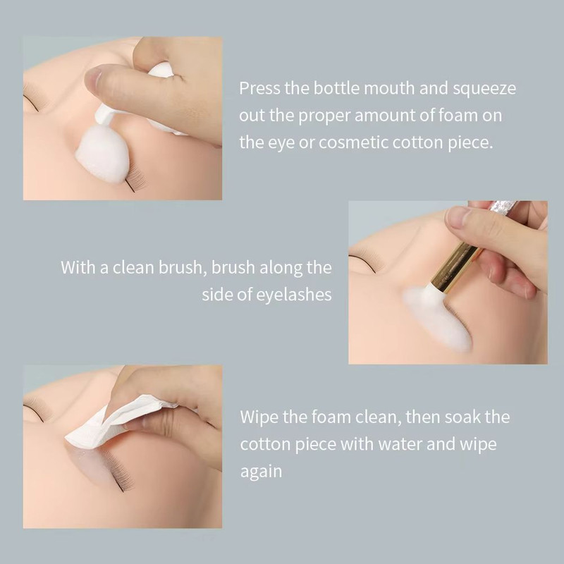 GLAMLASH 60ml Eyelash Foam Cleanser  No Tears Formula With Fruit Scent For Lash Extensions 5