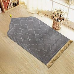 thickened printed prayer mat with tassels – plush flannel irregular design for comfort and style