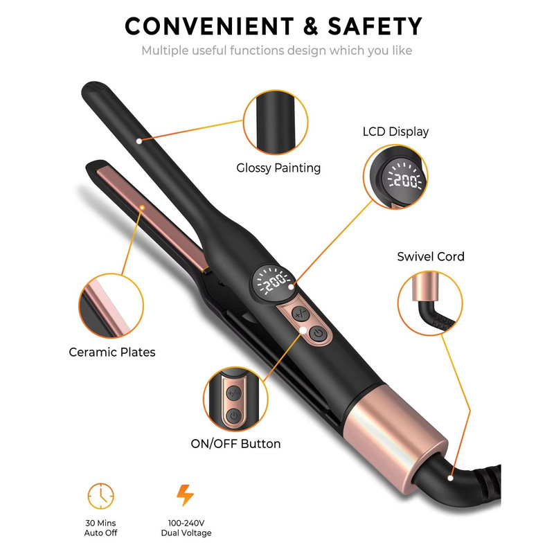 Mini Ceramic Tourmaline Hair Straightener  310 Inch Flat Iron For Short Hair Beard And Pixie Cuts 2