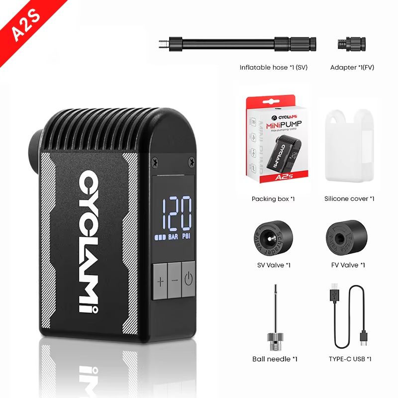 CYCLAMI 120PSI Portable Bike Electric Air Pump Schrader Presta Valve MINI Compressor For Fast Tir 0