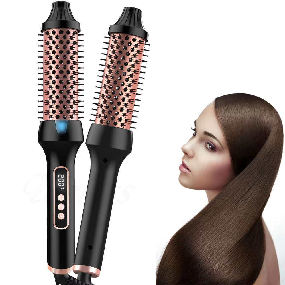 Heated Styling Brush 3in1 Ionic Hair CurlerStraightener  AntiScald Electric Curl Wand For Perfect H 0