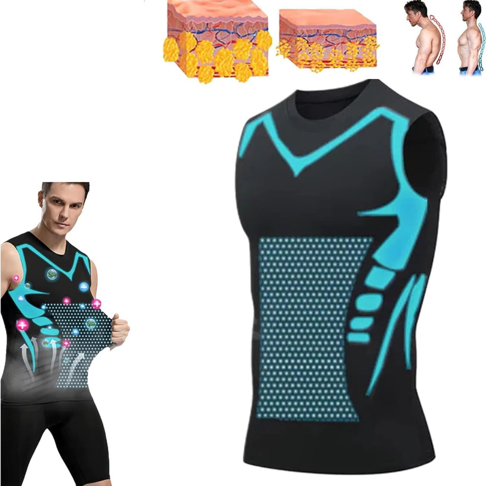 Mens Ionic Compression Vest  Sleeveless Ice Silk Body Shaper Tank 0