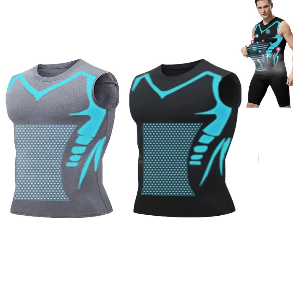 Mens Ionic Compression Vest  Sleeveless Ice Silk Body Shaper Tank 1